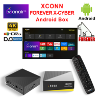 Receptor de Satélite Android 4K XCONN FOREVER X-CYBER Amlogic S905X3 de Cuatro Núcleos y 64 Bits, Decodificador IPTV con Control Remoto por Voz BT y Tecla de Acceso Rápido