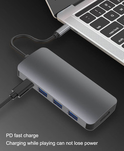Station d'accueil <span class=keywords><strong>USB</strong></span>-<span class=keywords><strong>C</strong></span> grise, <span class=keywords><strong>alimentation</strong></span> PD, charge, hub <span class=keywords><strong>USB</strong></span> multifonction 3.0, projection d'écran HD 4K 60HZ, adaptateur <span class=keywords><strong>USB</strong></span>-<span class=keywords><strong>C</strong></span> vers HDMI - Product Image 4