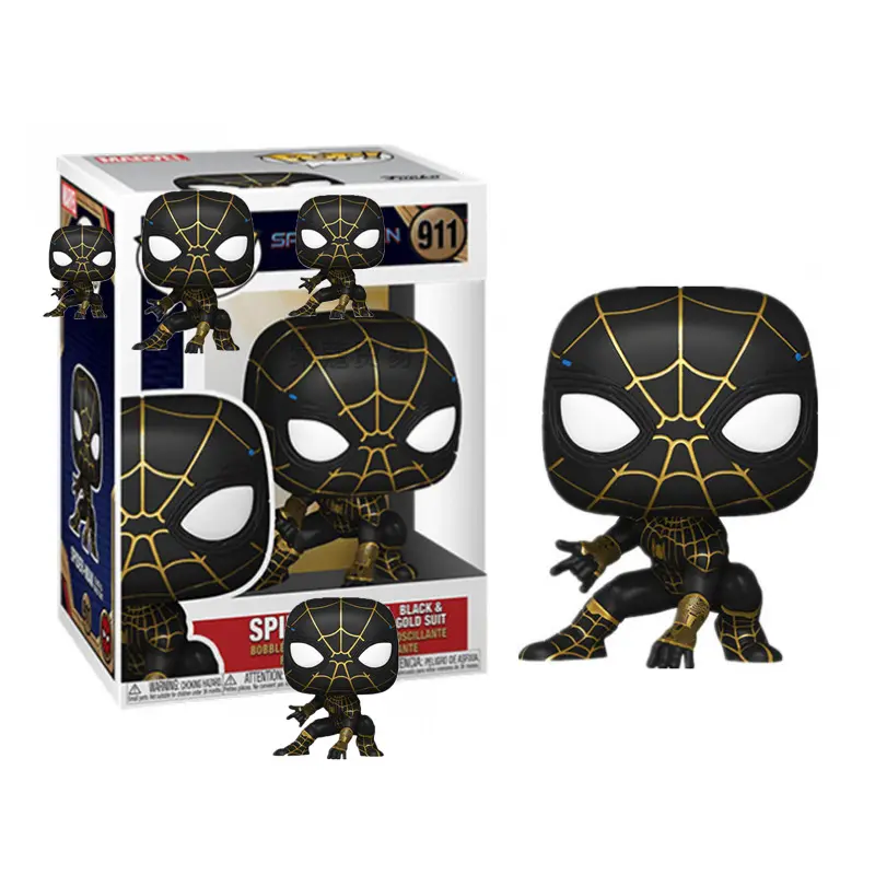 Hot Selling Super Hero Funko POP Movie Infinity war action figure toys spiderman Figure #911 Black&Gold Suit Action Figure