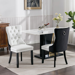 Silla de Comedor Tapizada en Terciopelo PU de Alta Gama, Diseño Moderno con Mechones, Base de Madera Sólida - Product Image 1