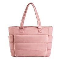 Sac fourre-tout matelassé en nylon avec logo personnalisé pour femme, sac à bandoulière léger et rembourré, idéal pour le travail, les voyages, la gym et le shopping