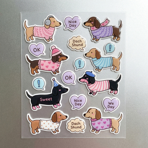 Autocollant en résine époxy personnalisé, motif <span class=keywords><strong>Teckel</strong></span> de dessin animé, en relief 3D, effet gelée, pour décoration de tasses et coques de téléphone - Product Image 1