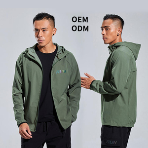 เสื้อแจ็คเก็ตกันลมแบบมีฮู้ดสำหรับผู้ชาย ผ้าคอตตอนผสมโพลีเอสเตอร์คุณภาพสูง ซิปเต็มตัว มีหกสีพื้น ออกแบบสำหรับกิจกรรมกลางแจ้ง สามารถสั่งทำได้ - Product Image 3