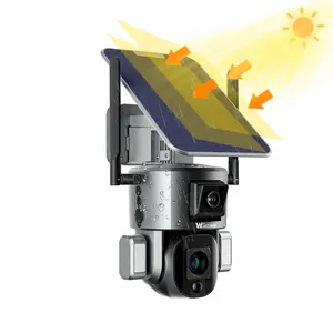Wistino 4K камера с двойным объективом на солнечной батарее, наружная камера с ночным видением, слежением людей, 10-кратным увеличением, 4G PTZ Солнечная камера