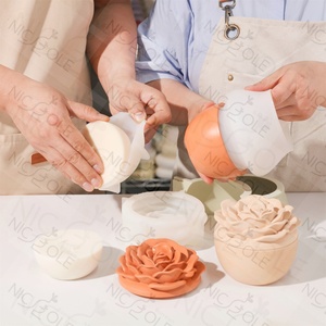 Stoples lilin mawar cetakan silikon beton semen Pot Pot Pot tanaman cetakan bunga Dekoratif membuat cetakan Kerajinan dapat digunakan kembali besar - Product Image 4