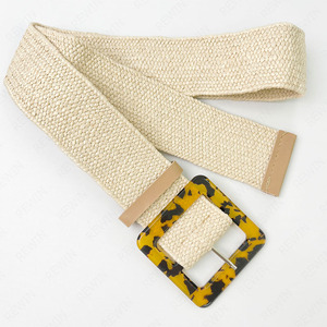 <span class=keywords><strong>Ceinture</strong></span> pour femme RW Leopard Square en résine avec boucle ardillon, <span class=keywords><strong>largeur</strong></span> 5 <span class=keywords><strong>cm</strong></span>, <span class=keywords><strong>ceinture</strong></span> extensible en paille PP, <span class=keywords><strong>ceinture</strong></span> bohème en paille PP tressée élastique pour femme - Product Image 4