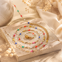 Collier en pierre naturelle, acier inoxydable doré, perles multicolores, bijoux bohèmes, collier tendance, bijoux fantaisie