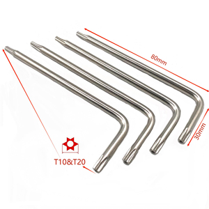Juego de llaves en L Torx de acero inoxidable a prueba de manipulaciones de doble extremo T10 Llaves hexagonales de precisión de para ensamblaje de hardware - Product Image 1