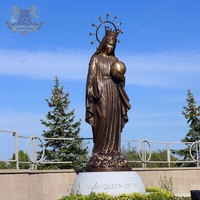 Décoration d'église personnalisée Religieux catholique Notre-Dame de Marie Sculpture en métal laiton Statue de Vierge Marie en bronze grandeur nature