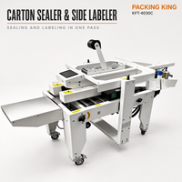 Scelleuse de cartons électrique King KFT-4030C avec étiqueteuse latérale, machine semi-automatique de scellage et d'étiquetage de boîtes
