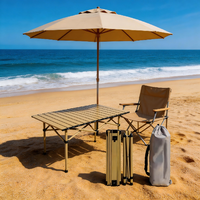 Table pliante en acier au carbone de petite taille, portable pour le camping, table roulante en métal pour l'extérieur