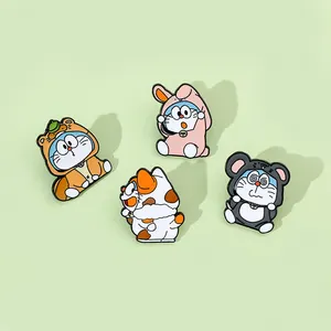 Creative Cartoon Cute Doraemon Design Metal Pins Student Schoolbag Metal Brooch Badge For Kids Cloth Decoration Accessories Pins