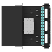 Panel Patch Fiber Optik Rak Tipe Towerable 144F 2U PB1H2 Hitam dengan Fusible Tray, Dilengkapi Pigtail, Garansi 30 Tahun, Bersertifikasi ISO9001