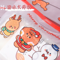 Sac de noël à fermeture éclair pour étudiants, sac de rangement de papeterie transparent multifonctionnel, trousse à crayons