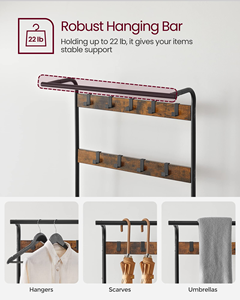 Home Wooden Hanging Rack for Entryway and Living Room <b>Shoe</b> and Clothes Storage Shelf - Product Image 2