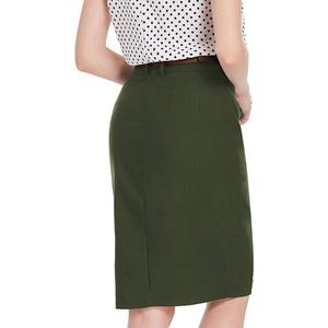 Algodón orgánico personalizado excelente calidad verano Sexy diseño de hendidura cinturón ajustable delgada cadera envuelta lápiz falda - Product Image 2