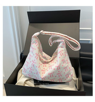 Sac à bandoulière hobo en velours côtelé pour femme, nouveau modèle, avec imprimé nœud mignon, grande capacité, décontracté, sangle réglable, pour femmes et jeunes filles