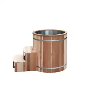 Wood Outdoor Ice Bath Kit Tub With Lid With Cooling System Cold Plunge Tub