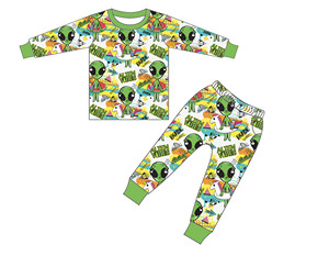 Pastel Floral Printed Kids Bamboo Sleepwear Set, Crew Neck Long Sleeve <strong>Cuffed</strong> <strong>Pyjama</strong> Top and Pants, Gentle Floral Pattern - Product Image 6