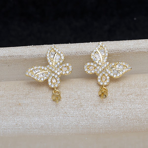 Accessoires de bijouterie DIY version coréenne, boucles d'oreilles à clous en argent S925 en forme de feuille de fleur, crochet d'oreille pour femme avec support vide pour perle - Product Image 3