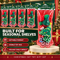 Ensemble de jouets de Noël pour chat : baguette interactive en peluche Père Noël et balle, cadeau de vacances pour chaton, idéal pour le jeu en intérieur