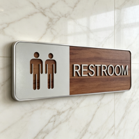 Plaque murale moderne bicolore en bois et métal, écologique, avec lettres 3D, pour toilettes, salle de bain féminine, numéro de maison, ou porte d'hôtel