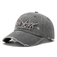 Casquette de baseball unisexe délavée style vintage avec broderie 3D NEW YORK, idéale pour couple, décontractée, pour l'extérieur, protection solaire, réglable, type Dad Hat