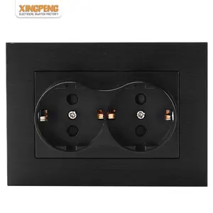 New Arrival EU Double German Socket schuko plug and socket 10A Aluminum Alloy Panel plugs sockets