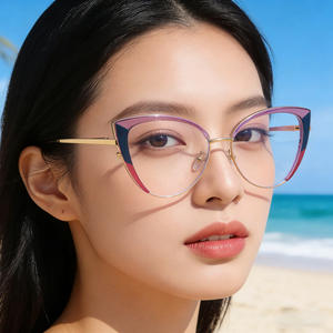 Montures optiques œil de chat Hl-81103 en plastique et métal, protection contre la lumière bleue, pour femmes, largeur de monture moyenne, pont nasal standard - Product Image 5