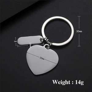 Llavero de Acero Inoxidable en Forma de Corazón, Material en Blanco para Impresión UV a Color con Láser, para Publicidad y Promoción - Product Image 2