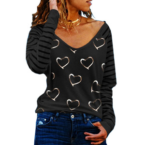 <span class=keywords><strong>Ropa</strong></span> de <span class=keywords><strong>mujer</strong></span> de talla grande lista para enviar, nueva colección otoño/invierno, para <span class=keywords><strong>Wish</strong></span>, superventas, con cuello en V y estampado de corazones - Product Image 2
