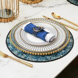 Новый дизайн, оптовая продажа, роскошные фарфоровые тарелки для ресторана с золотым ободом, наборы керамических плоских тарелок, посуда
