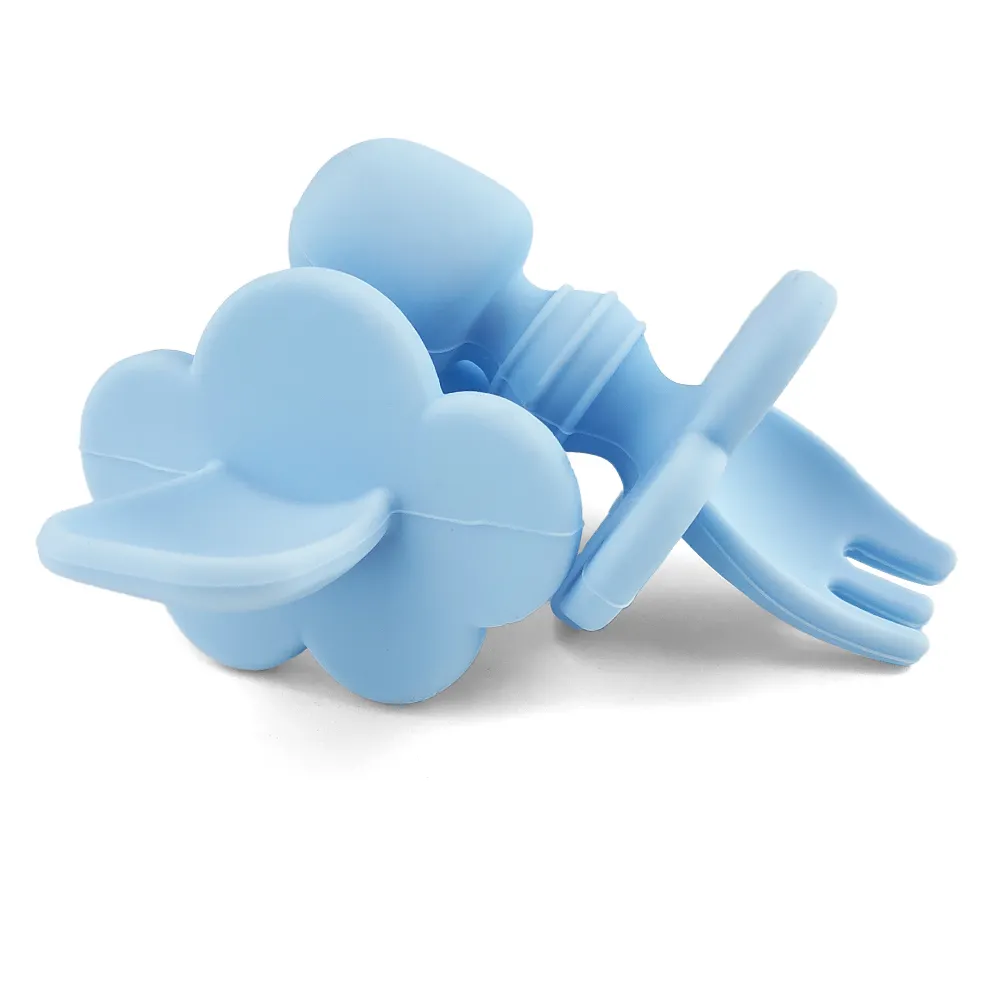 Infant Toddler Mini Training Spoon Fork Wean Set cucchiaio e forchetta per bambini in Silicone ecologico