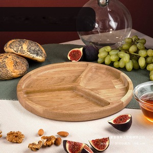 Plateau de service en bois Youlin, trois compartiments, bois massif, style nordique, pour petit-déjeuner, fruits, collations - Product Image 1