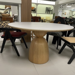 Noordse moderne eenvoudige tafel restaurant minimalistische 8-persoons ronde eettafelset voor huis appartement villa hotel restaurant - Product Image 1