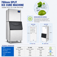 Machine à glaçons commerciale 500 kg/24 h, machine à glaçons en acier inoxydable de qualité supérieure pour restaurant, bar, hôtel, entreprise