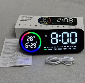 Yizhi Đa Chức Năng Đầy Màu Sắc LED Bàn Đồng Hồ Điện Tử Với Nhiệt Độ Tuần Ngày Lịch Hiển Thị Nhà Kỹ Thuật Số Đồng Hồ Báo Thức - Product Image 4