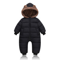 Combinaison d'hiver à capuche pour bébé, design ours, avec garniture en fourrure, pour garçons et filles, manteau chaud pour nourrissons