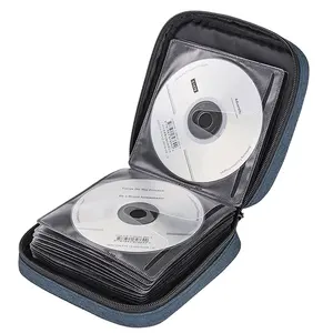 Free Sample Customize Logo Size Design CD Case Holder Portable 32 CD/DVD Disc Storage Wallet Organizer Bag for Car