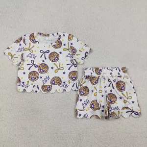 Conjuntos de Verano para Niñas RTS, Conjunto de Pantalones Cortos con Volantes para Día de Juego Universitario, Ropa Infantil con Temática Universitaria - Product Image 3