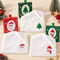 Coffret cadeau de serviettes de Noël avec motifs Père Noël, bonhomme de neige et sapin, 35x35cm, emballage compact pour cadeaux en gros