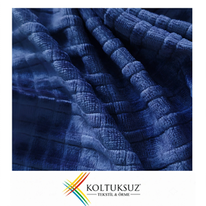 High Quality 250gsm Navy <b>Blue</b> Tencel Corded Knitted Velour Fabric Stretch Velvet Garment Bulk Textile Material - Product Image 1
