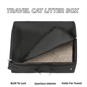 <span class=keywords><strong>Bac</strong></span> à litière pour chat pliable en tissu Oxford <span class=keywords><strong>noir</strong></span>, imperméable, écologique, durable, de grande capacité (20L), avec fermeture éclair pour les voyages - Product Image 2