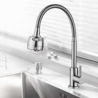 Robinet de cuisine en acier inoxydable 304 brossé, anti-éclaboussures, universel et rotatif, pour évier de lavage de légumes et de vaisselle