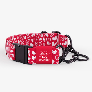 Motif OEM ODM collier de dressage réglable en polyester sans traction pour animaux de compagnie collier de chien Martingale de transfert de chaleur de luxe avec chaîne en or - Product Image 4