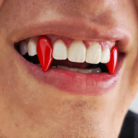 Accessoires de farces de mascarade, dents de tigre en résine acrylique, fausses dents de vampire et de zombie réalistes, phosphorescentes, pour Halloween et mariage