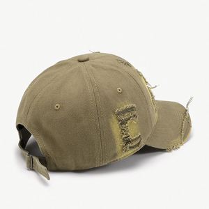 Casquette de baseball déchirée unie à blocs de couleur personnalisée, délavée, sportive, classique pour homme, 100 % coton, 6 panneaux, broderie quatre points - Product Image 4