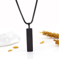 Collar con colgante de barra vertical grabado personalizado, collar de barra cepillada de oro grabable de acero inoxidable para niño y hombre, joyería grabada