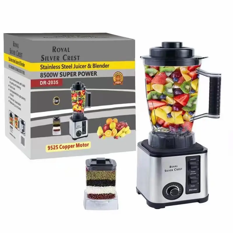 Perak CREST3L 8500W 2 cangkir 9525 Motor tembaga profesional tugas berat komersial makanan Mixer penggiling Juicer blender