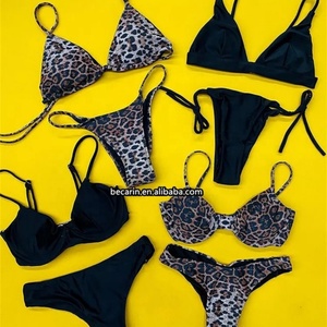 Maillots de bain tendance personnalisables pour l'été, sexy, froncés, en dentelle jaune, à volants, ensembles de bikinis imprimés 2 pièces pour femmes - Product Image 2